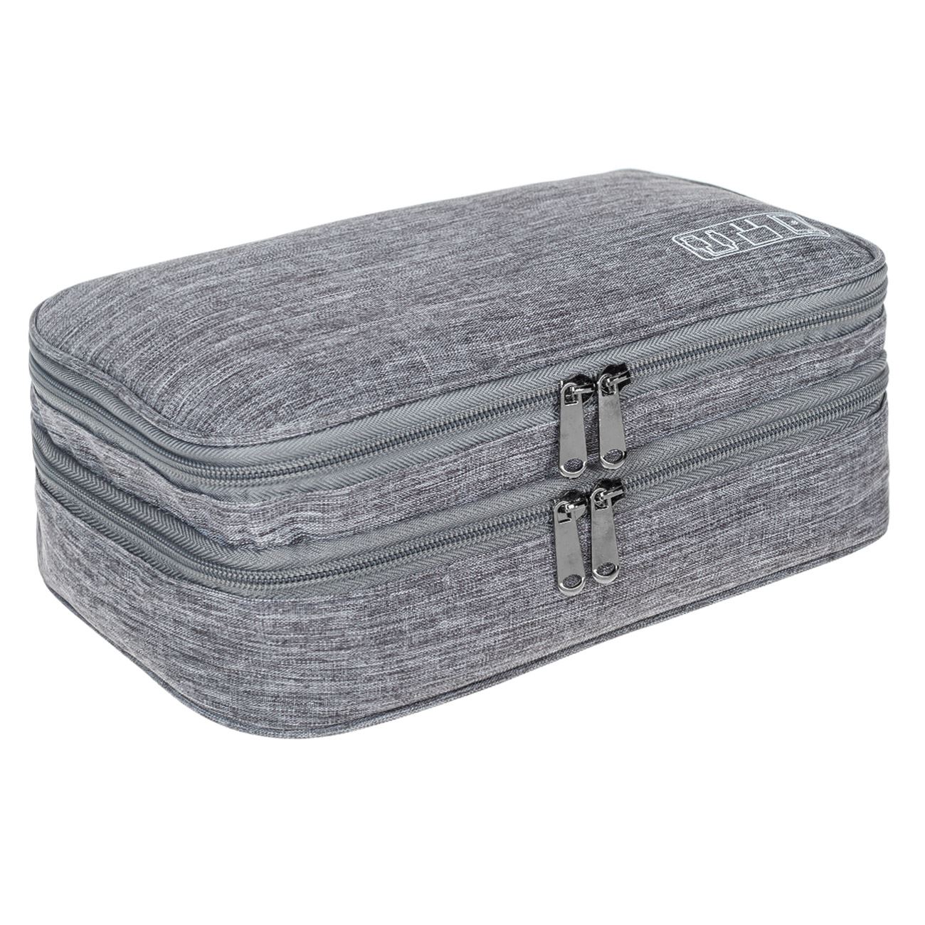Husa organizare accesorii electronice, 2 nivele, poliester, gri, 27 x 20x 9cm — imaginea 2