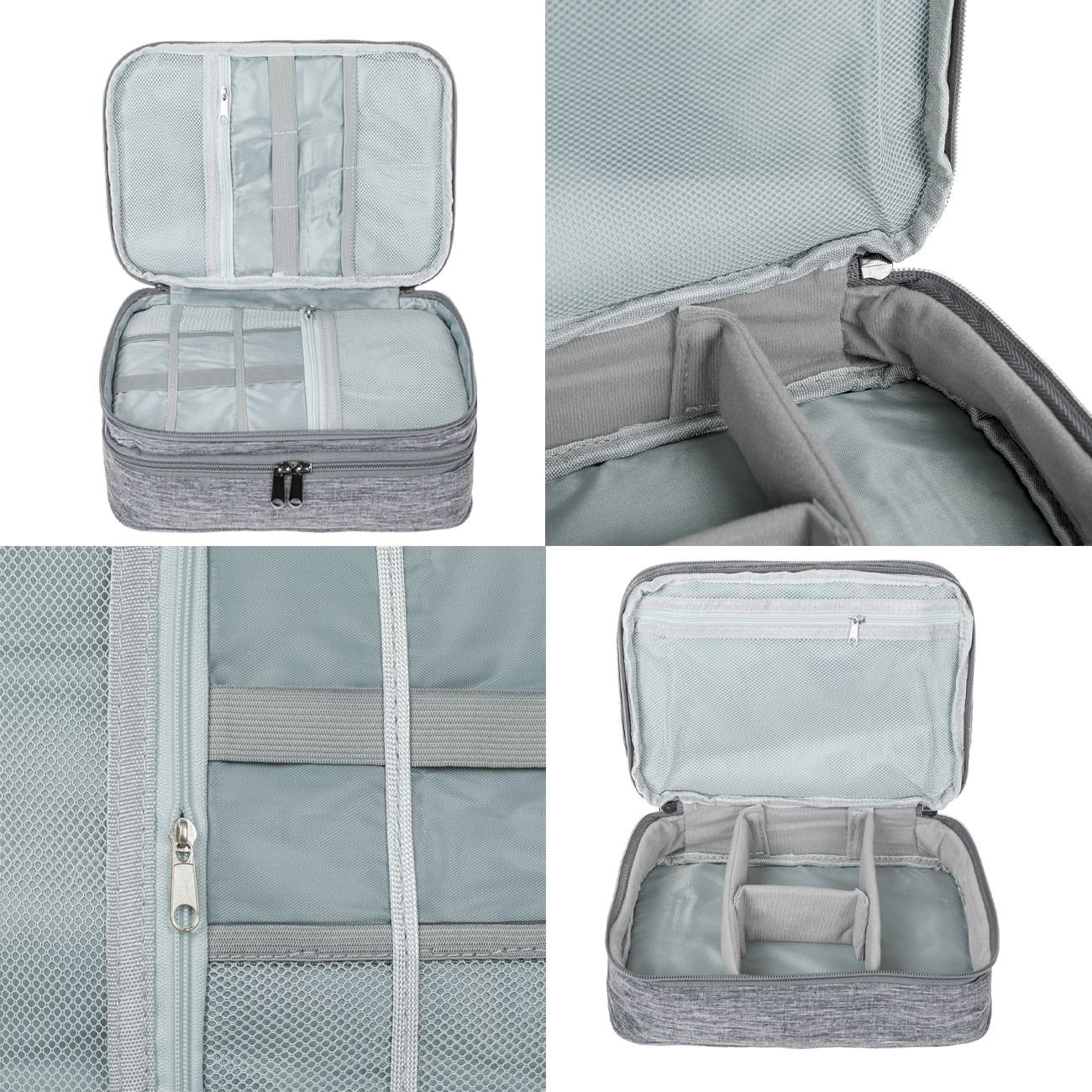 Husa organizare accesorii electronice, 2 nivele, poliester, gri, 27 x 20x 9cm — imaginea 4