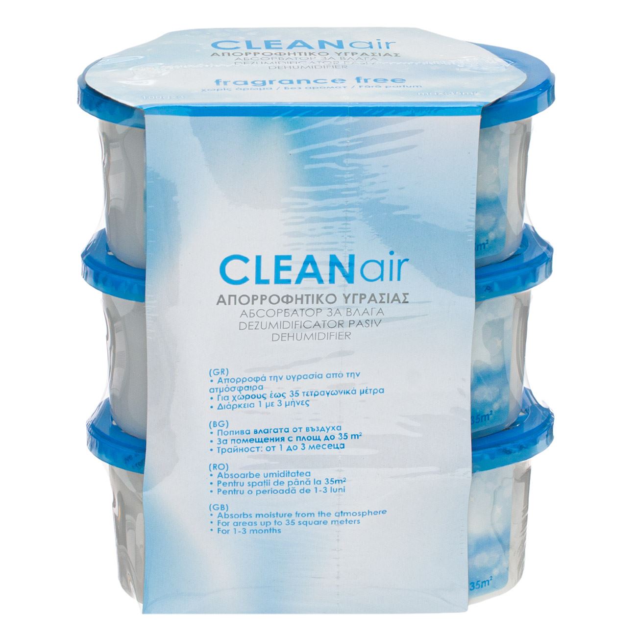 Set dezumidificator pasiv cleanair, fragrance free, capacitate 100g, 3 bucati - 1 | YEO