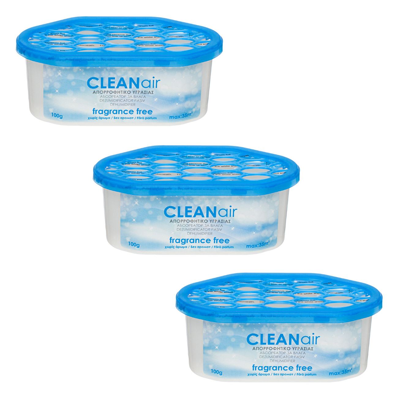 Set dezumidificator pasiv cleanair, fragrance free, capacitate 100g, 3 bucati - 2 | YEO