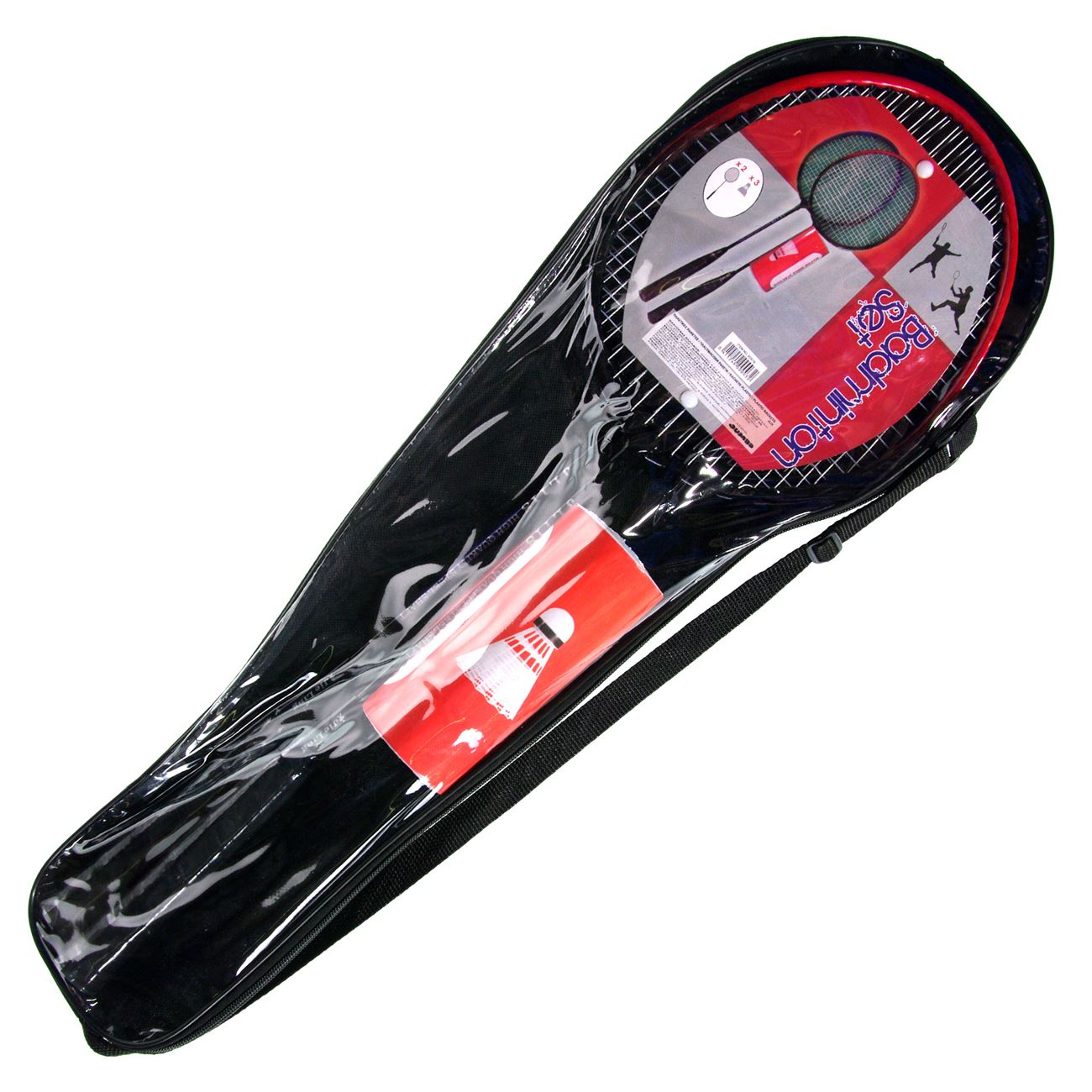 Set rachete badminton, 2 bucati, plastic, 3 fluturasi, 65 cm