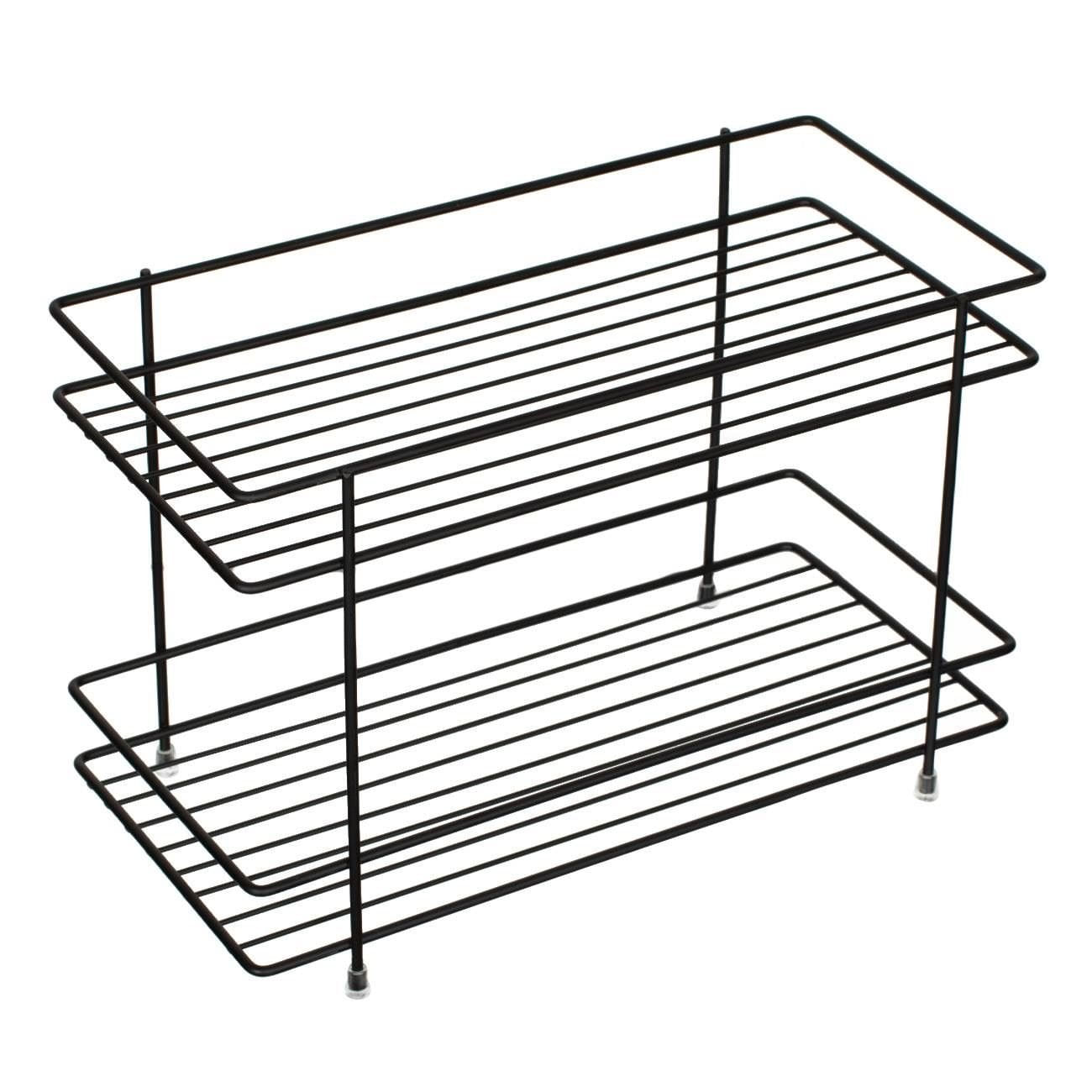 Raft metalic organizator, 2 nivele, negru, 32.5 x 15.5 x 21.5cm, capacitate 3kg — imaginea 3