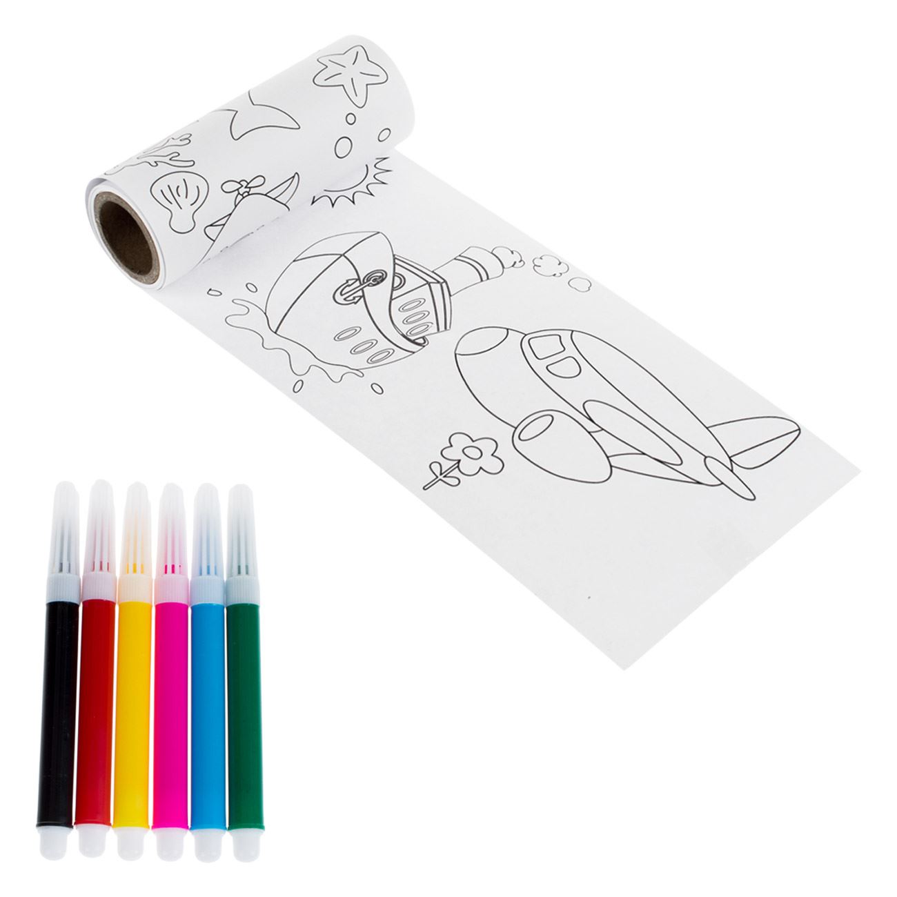 Set rola de desen, arts & crafts, preimprimat, 2m, 6 carioci, multicolor - imagine 3