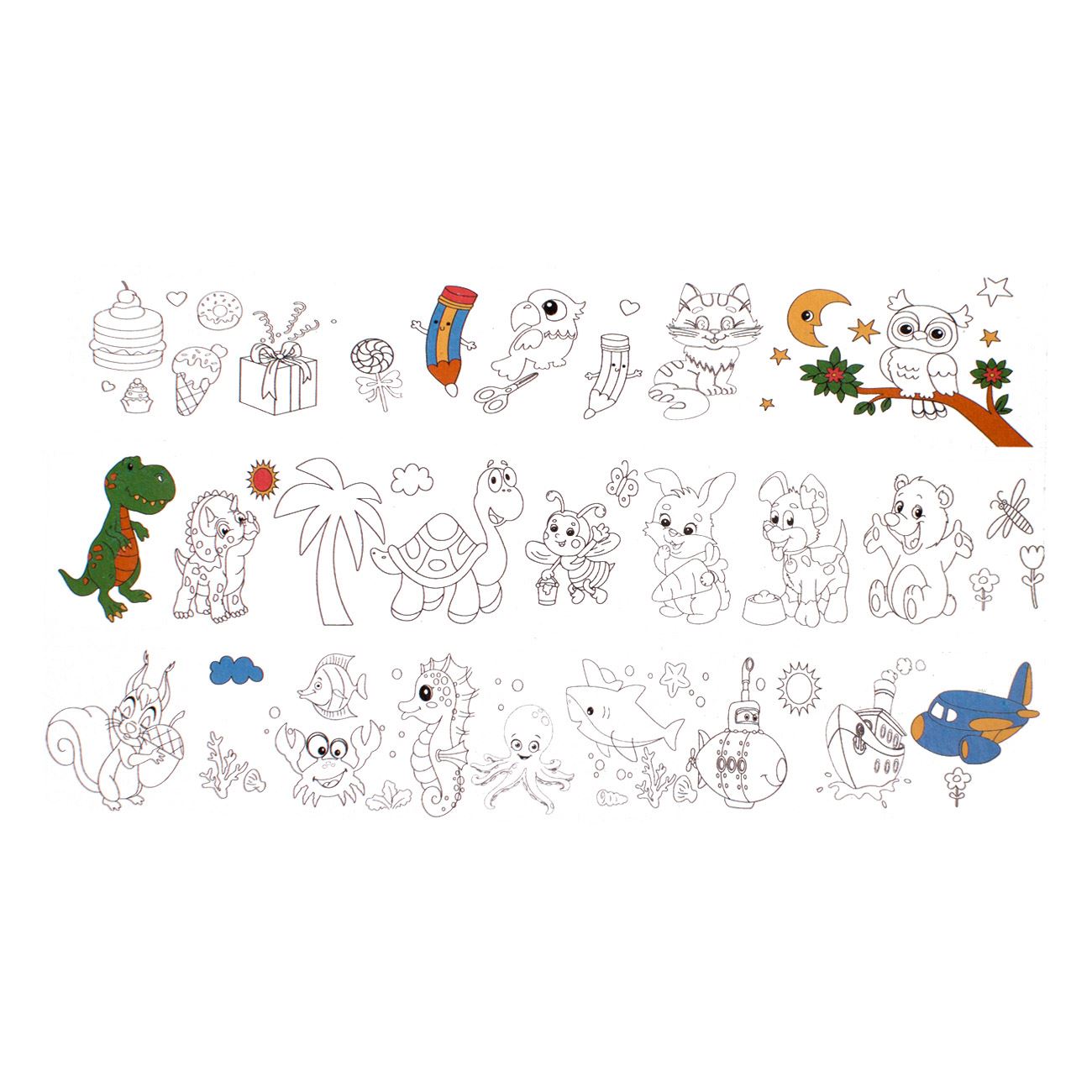 Set rola de desen, arts & crafts, preimprimat, 2m, 6 carioci, multicolor - imagine 4