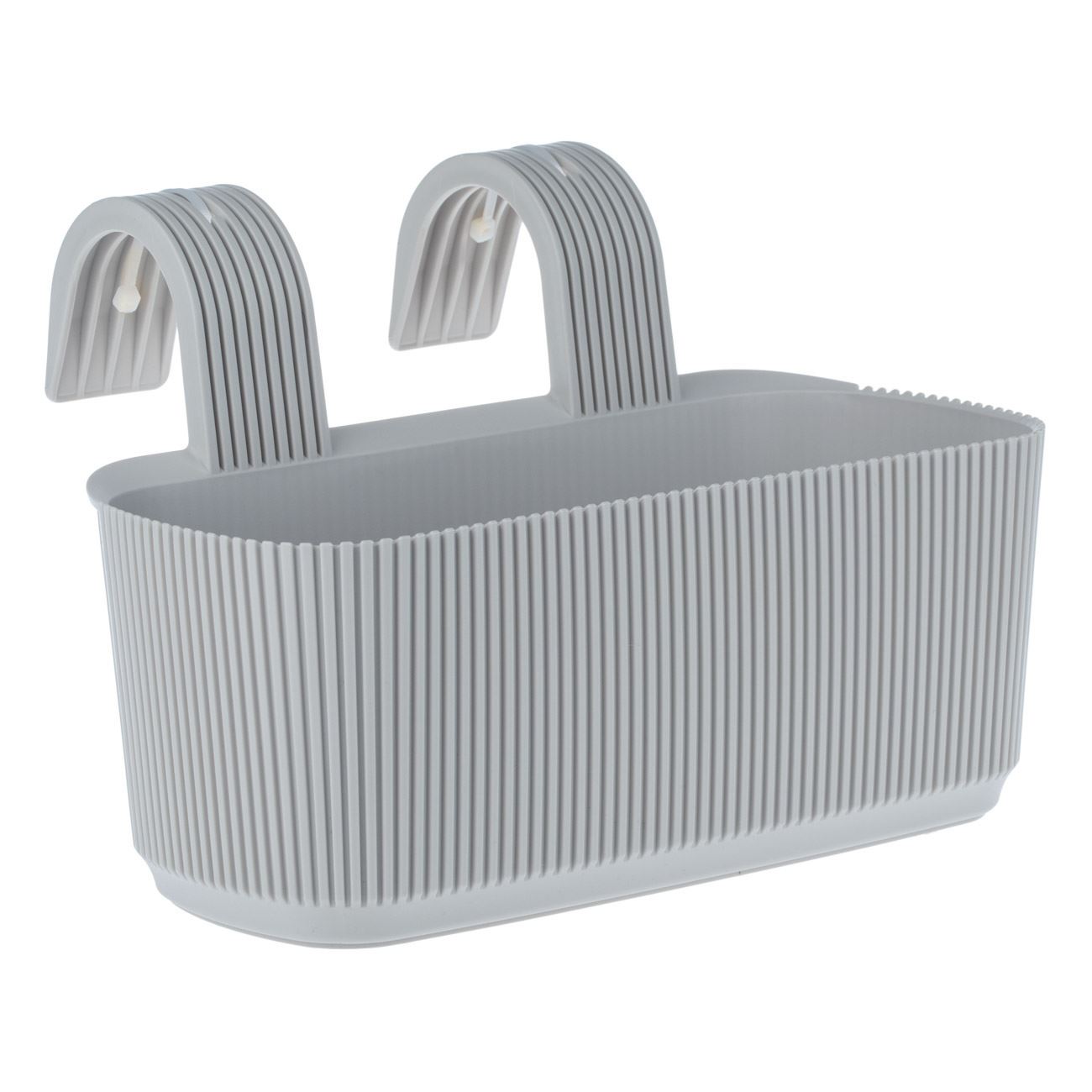 Jardiniera pentru balustrada, model reliefat, culoare gri, capacitate 3,2l, dimensiuni 29 x 21 x 19cm, material plastic — imaginea 2
