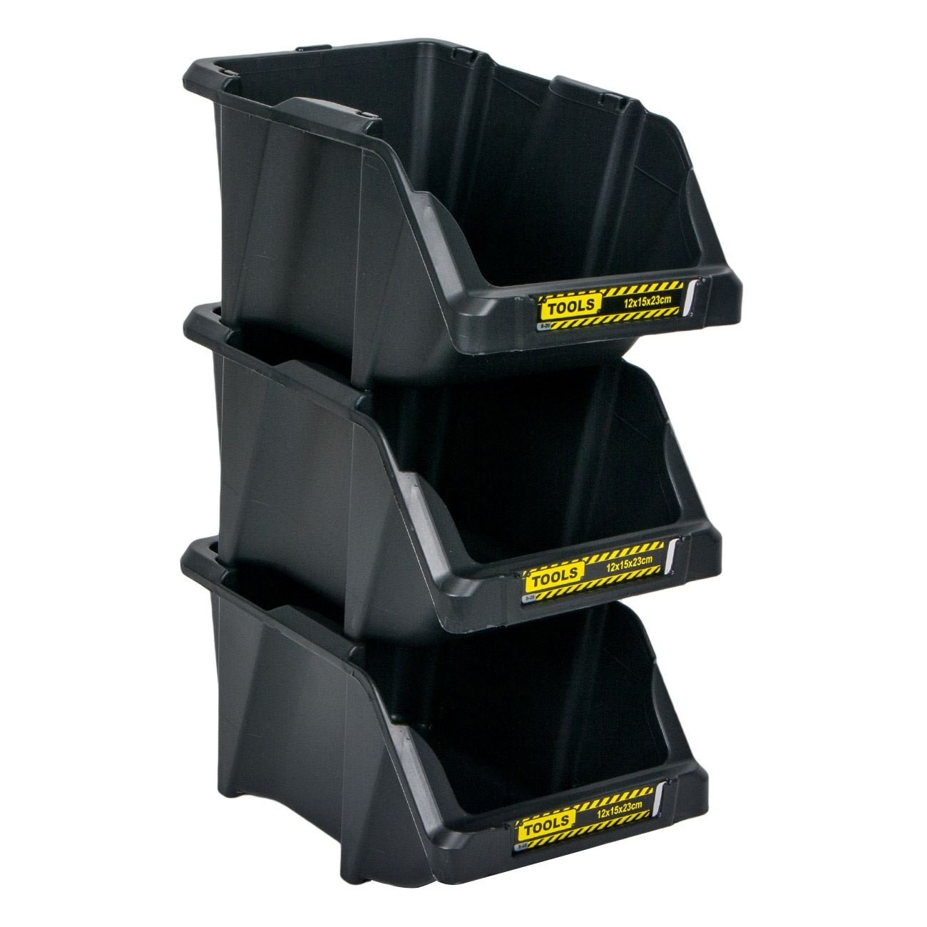 Suport unelte, plastic, stivuibil, dimensiuni 23 x 15 x 12 cm, negru — imaginea 3