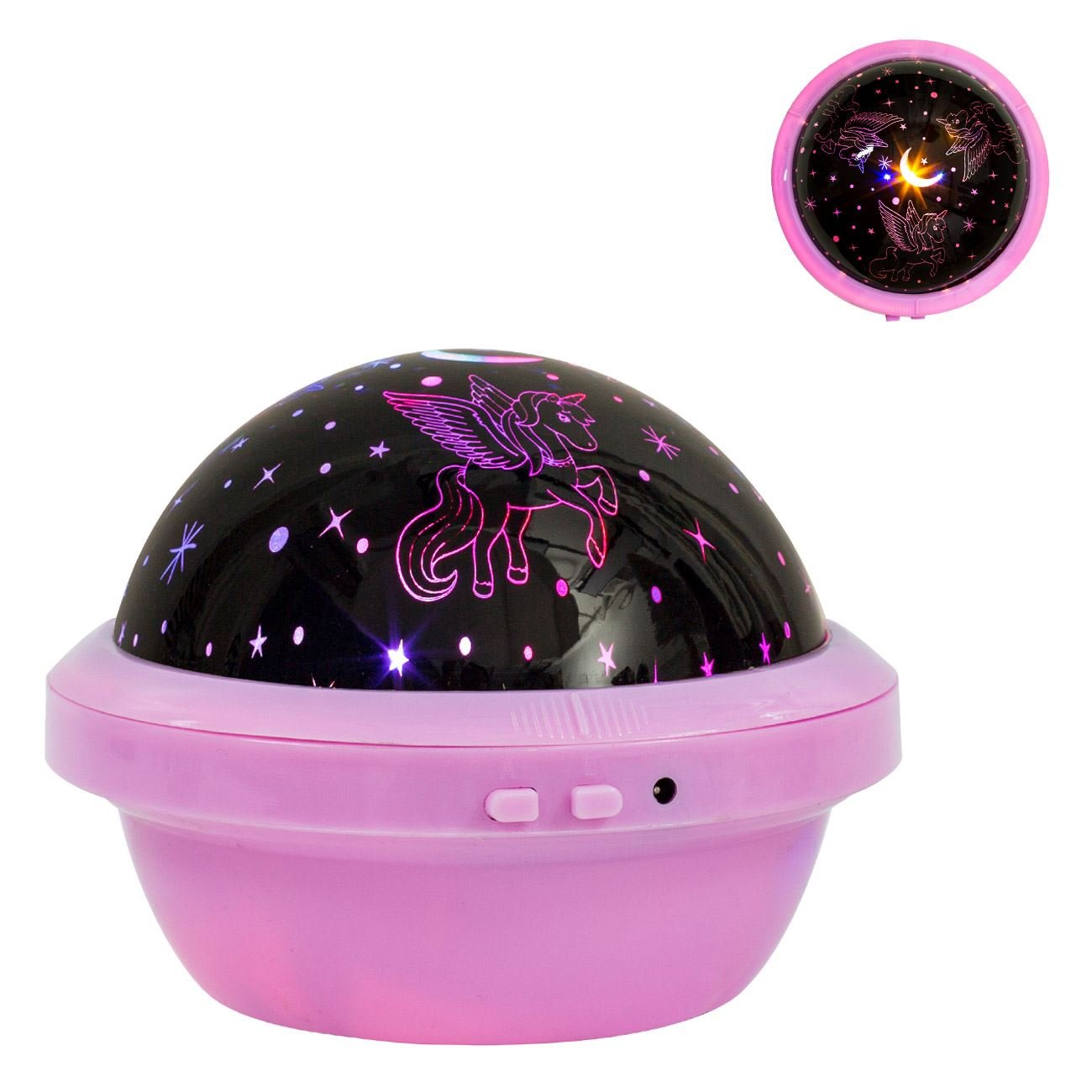 Proiector led, model unicorn, functie proiectie fixa, multicolor, alimentare baterii aa, plastic, dimensiuni 13 x 10.5cm — imaginea 2