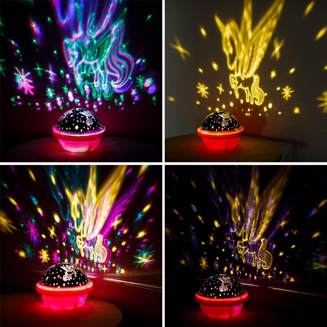 Proiector led, model unicorn, functie proiectie fixa, multicolor, alimentare baterii aa, plastic, dimensiuni 13 x 10.5cm — imaginea 4