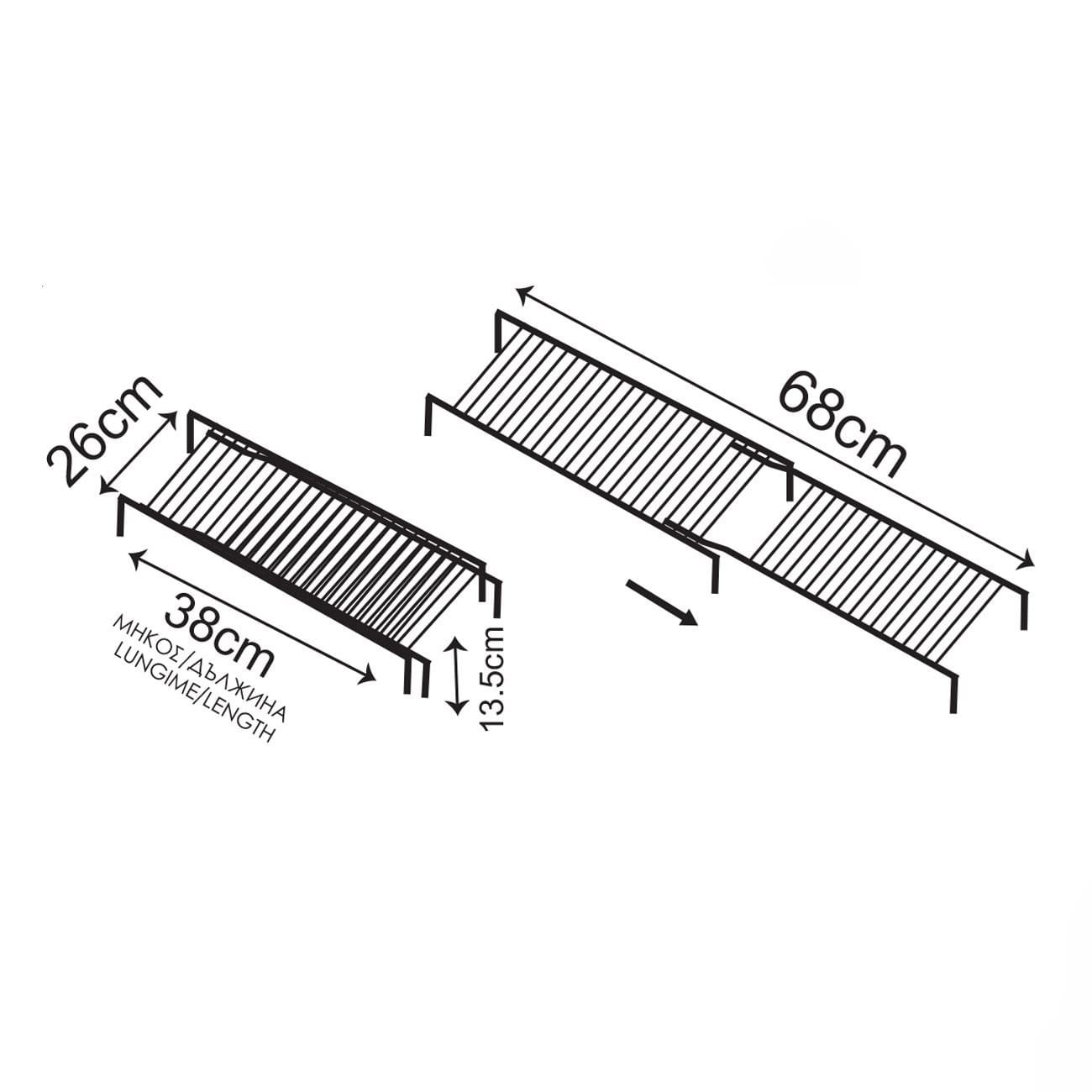 Raft organizare metalic, extensibil, alb, set 2 bucati, 38 x 26 x 13.5cm — imaginea 3