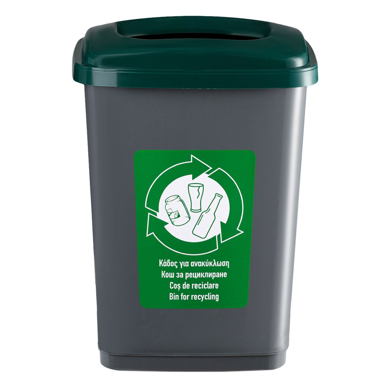 Tomberon plastic, reciclare, capac verde, capacitate 50l, antracit
