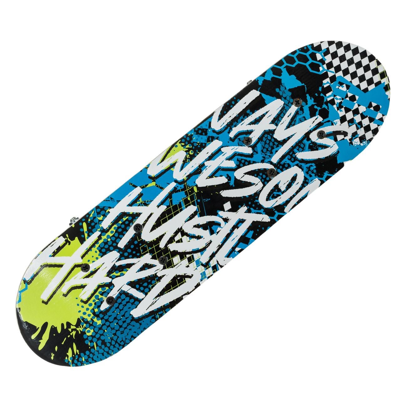 Skateboard, albastru si alb, 43 x 12.5 cm, baza antiderapanta, cadru aluminiu, rulmenti abec-5 - imagine 2
