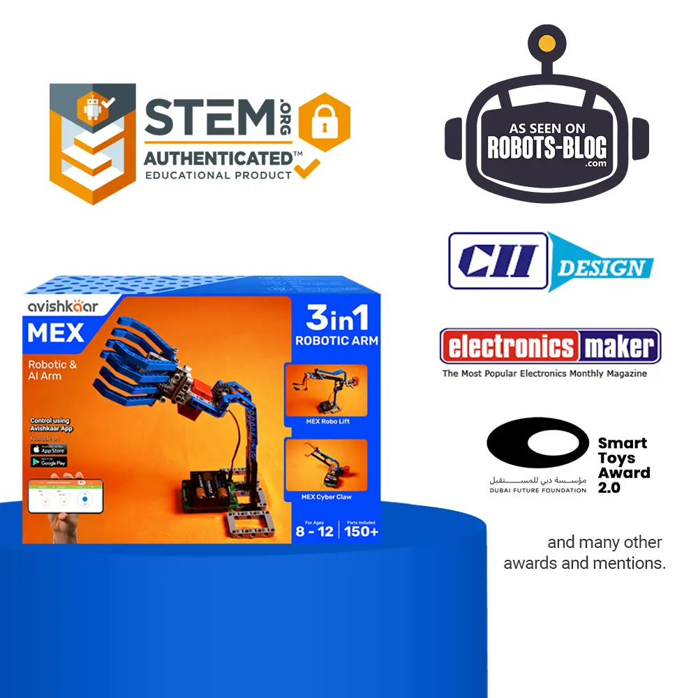 Kit robotica pentru copii, Avishkaar MEX 3-in-1 Robotic ARM Kit