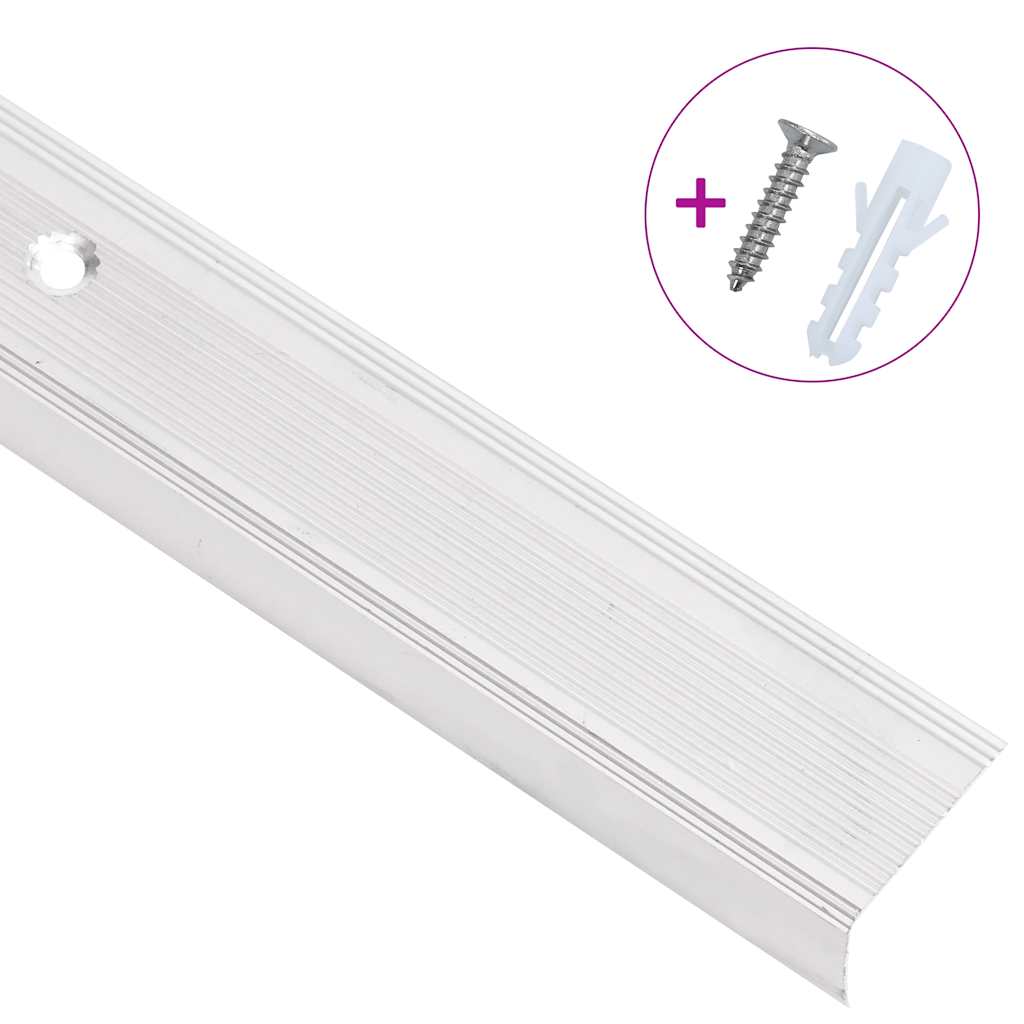 Profile trepte in forma de L, 15 buc, argintiu, 90 cm, aluminiu — imaginea 3