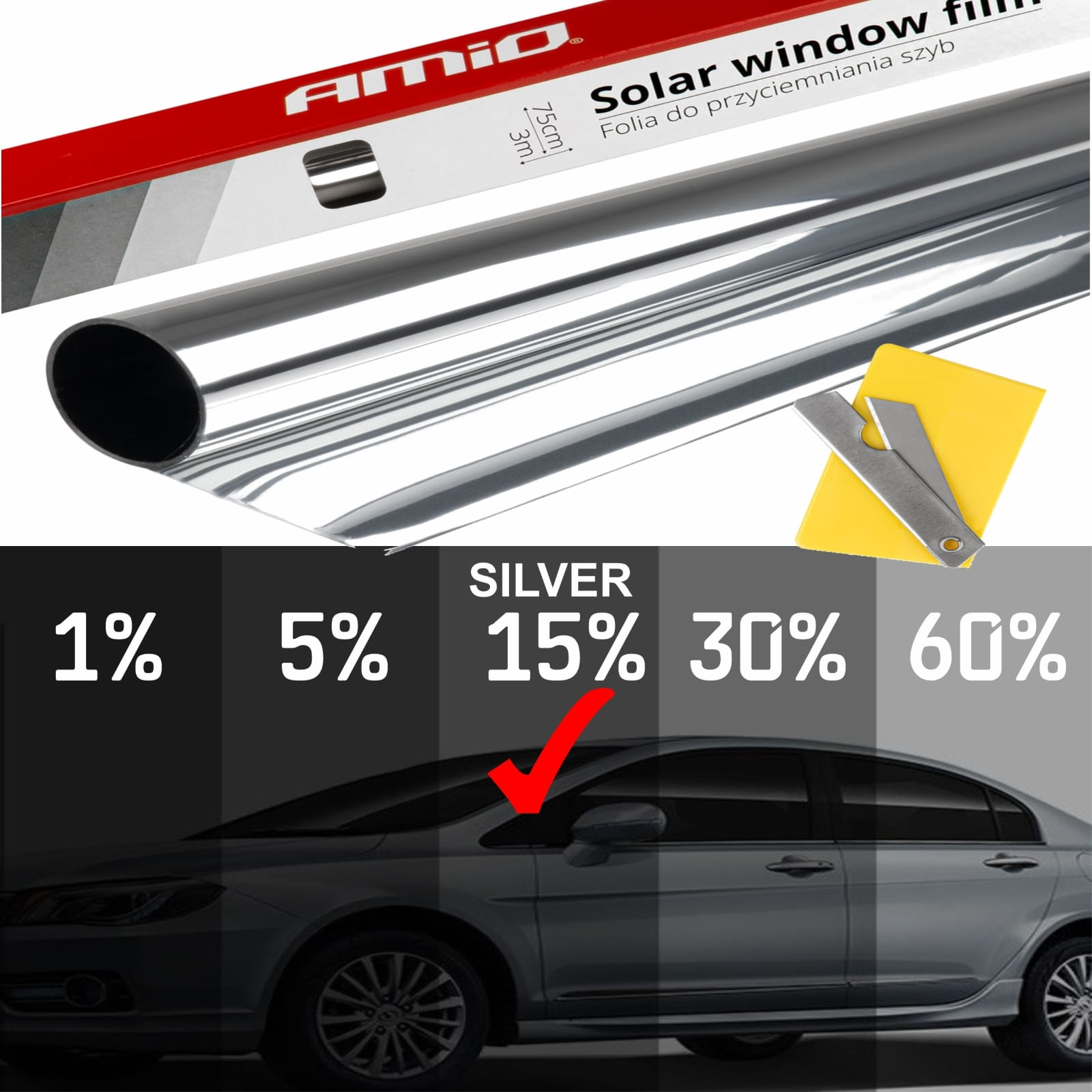 Folie tip oglinda pentru geamuri Silver 0.5x3m(15%) - 2 | YEO
