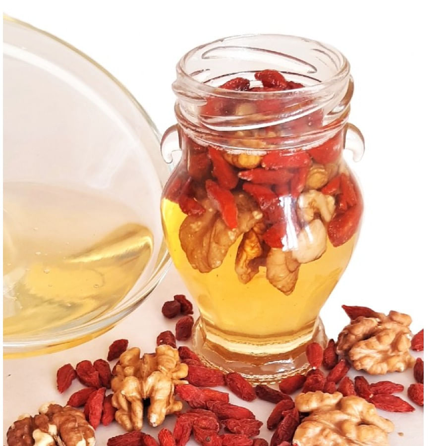 Borcanas tip amfora cu miere, nuca si goji, 140 grame, Show Bazzz - imagine 4