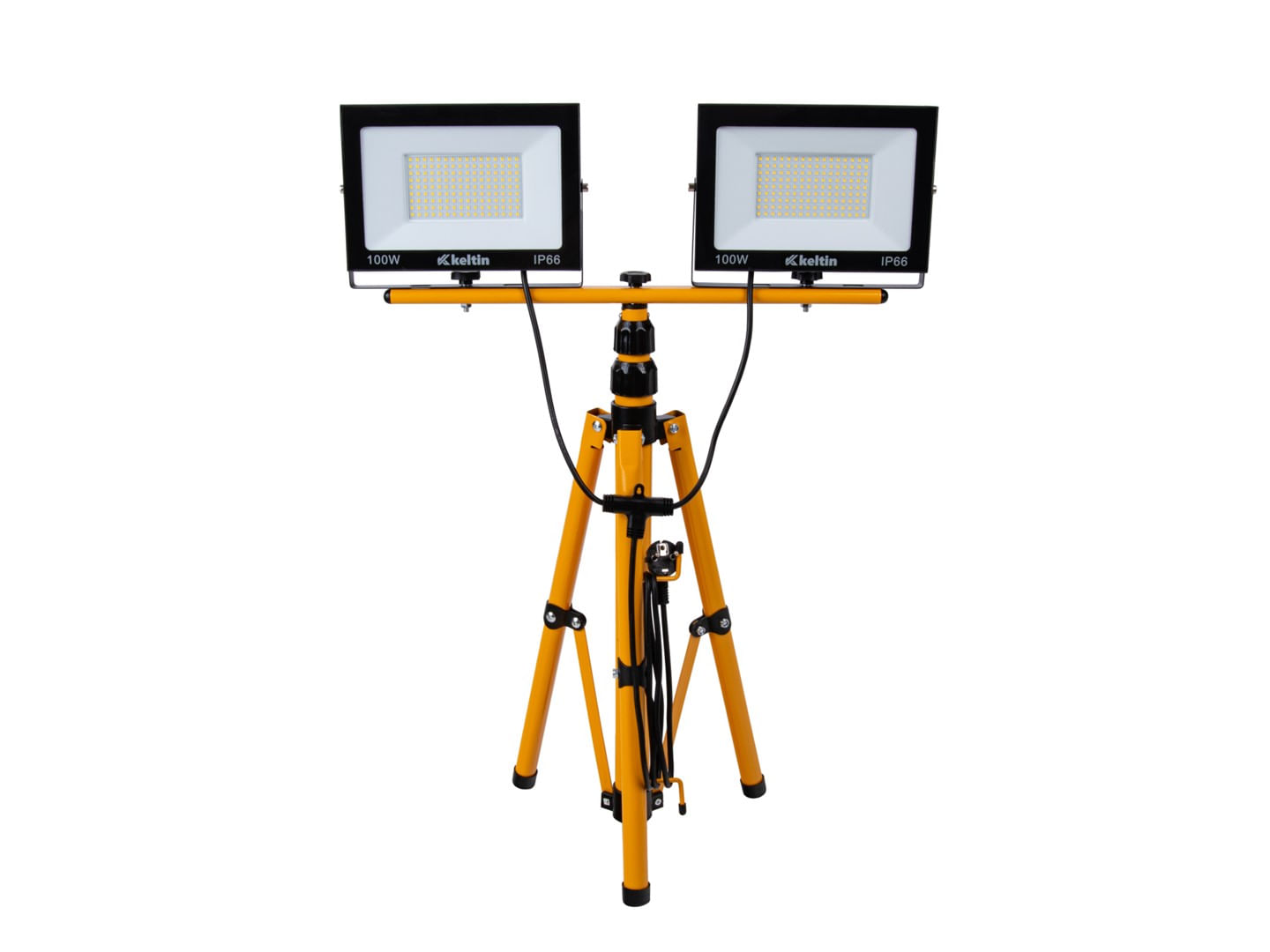 Proiector LED 2 x 100 W cu trepied telescopic pentru constructii, alb neutru, 4500 K, Keltin K02051 - imagine 3