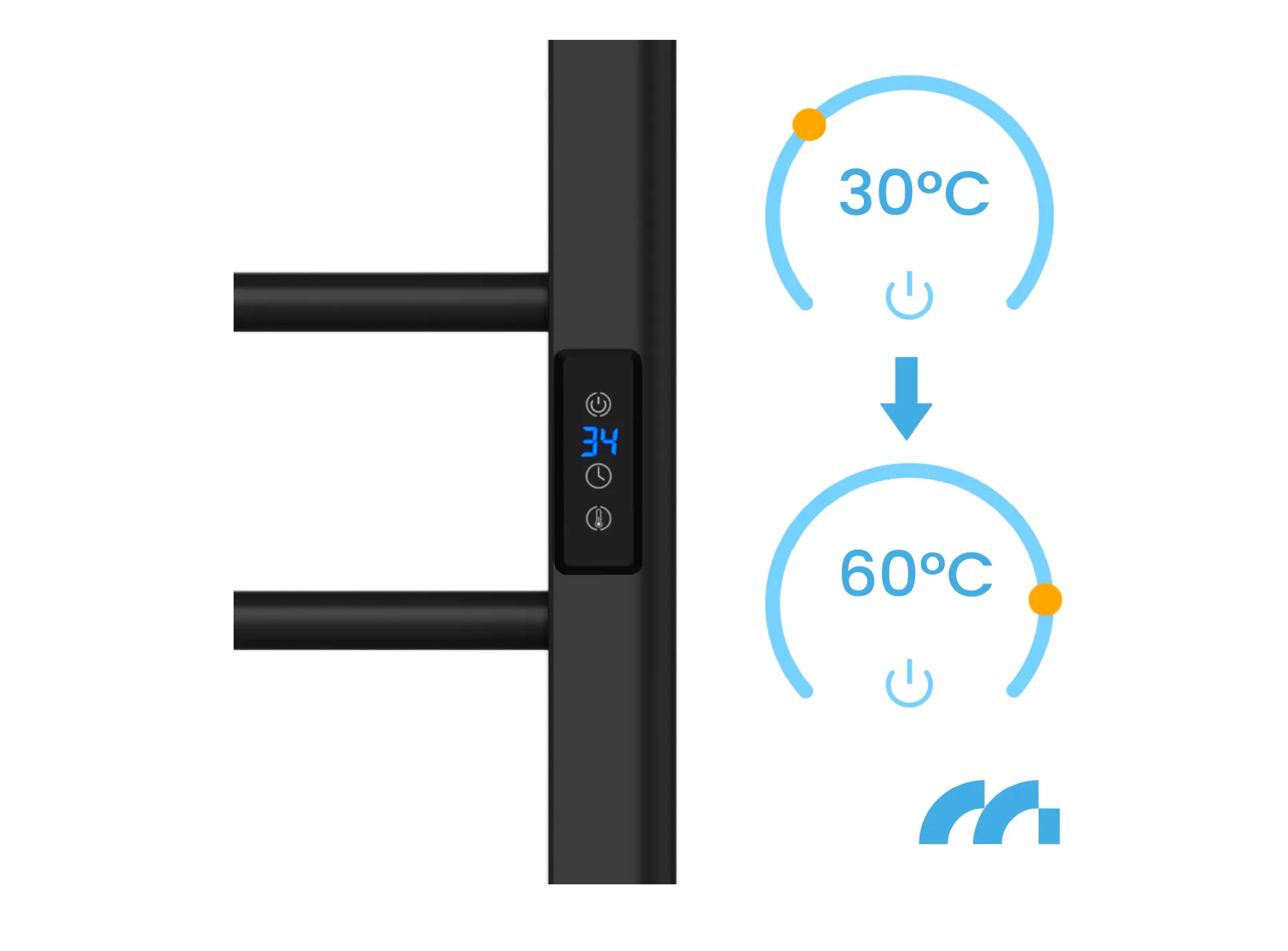 Calorifer elecftric pentru baie BH200W-BL, 200 W, negru, MalTec 112043 - 3 | YEO