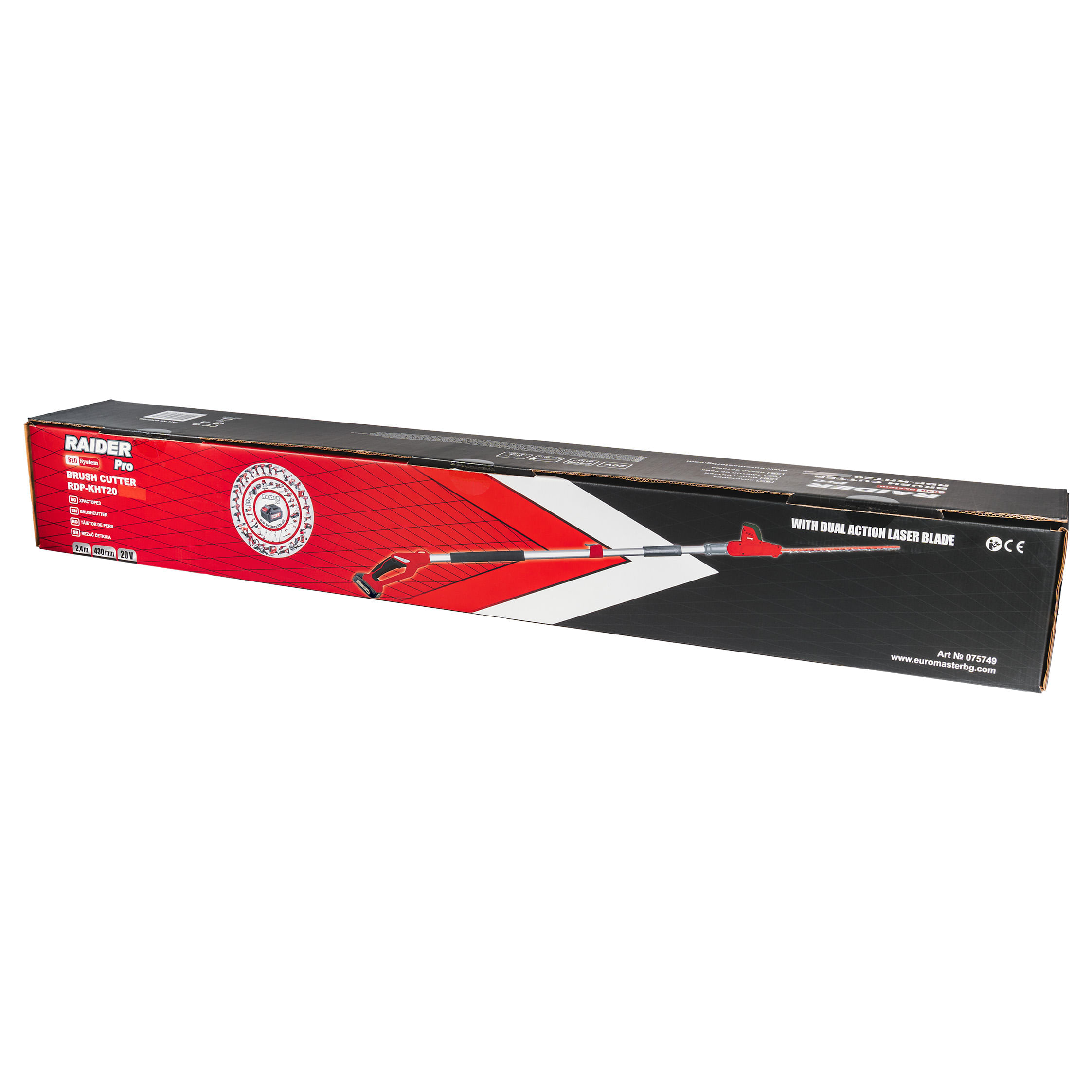 Trimmer pentru gard viu cu acumulator RDP-KHT20,2.4 m, 430 mm, 18 mm, 2 Ah, Raider 075749