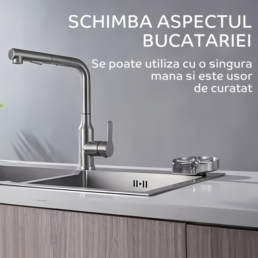 Spalator pahare din inox HAWIRE pentru chiuveta, Jet puternic, 5 Orificii pulverizare, Accesorii montaj incluse