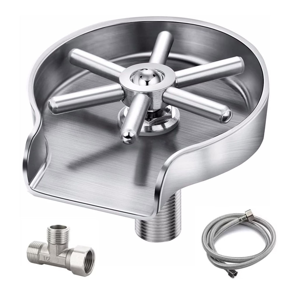 Spalator pahare din inox HAWIRE pentru chiuveta, Jet puternic, 5 Orificii pulverizare, Accesorii montaj incluse - 2 | YEO