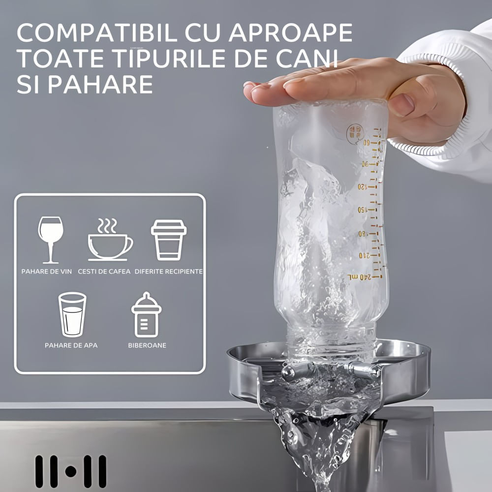 Spalator pahare din inox HAWIRE pentru chiuveta, Jet puternic, 5 Orificii pulverizare, Accesorii montaj incluse - 3 | YEO