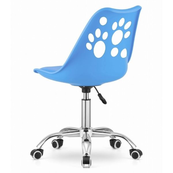 Scaun de Birou, Pivotant si Rotativ, Perna din Piele Ecologica si Sezut din PP, Cadru Metalic, 50 x 57 x 94 cm, Albastru — imaginea 4