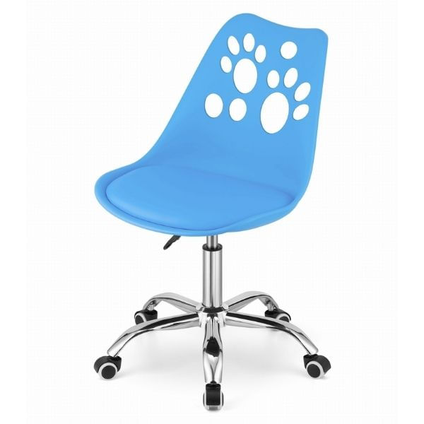 Scaun de Birou, Pivotant si Rotativ, Perna din Piele Ecologica si Sezut din PP, Cadru Metalic, 50 x 57 x 94 cm, Albastru — imaginea 8