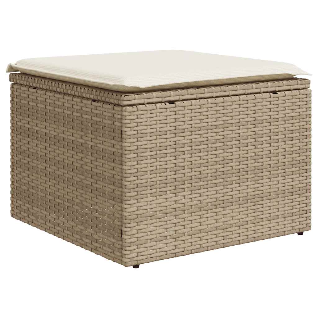 Set canapele de gradina cu perne, 5 piese, bej, poliratan — imaginea 5