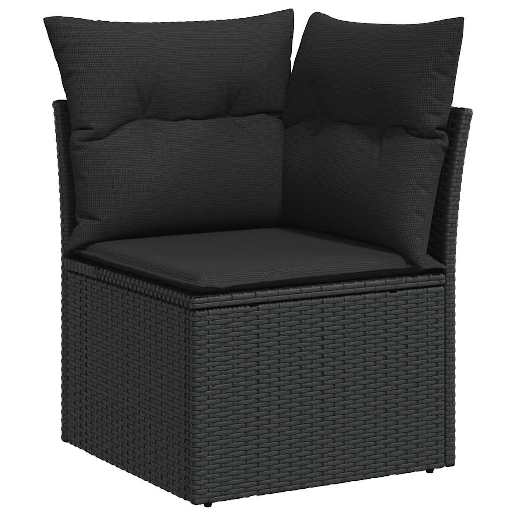 Set mobilier de gradina cu perne, 6 piese, negru, poliratan — imaginea 4