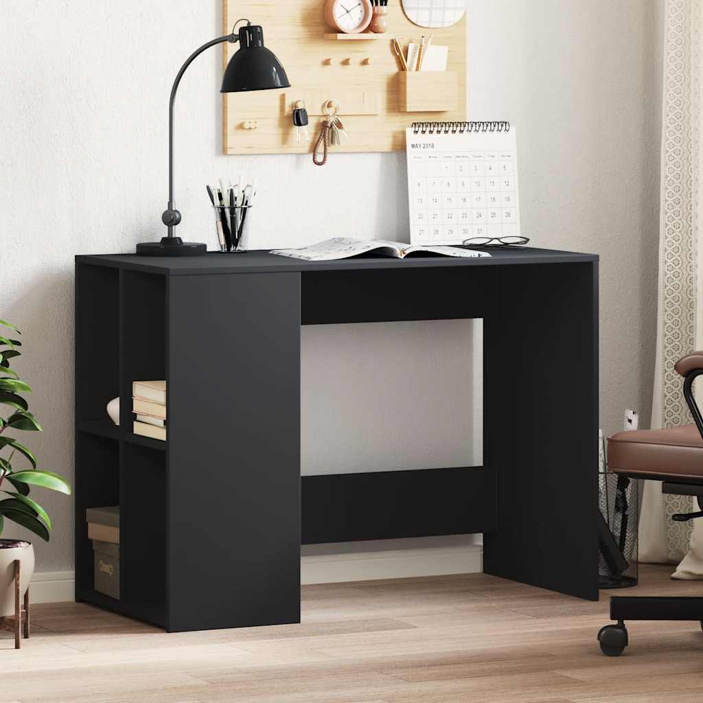 Birou, negru, 102x50x75 cm, lemn prelucrat — imaginea 2