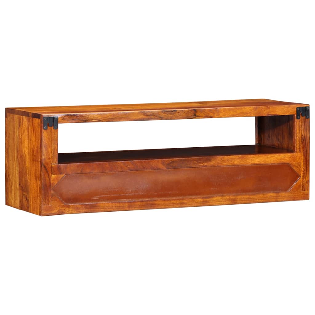 Dulap TV de perete multicolor 90x30x30 din lemn masiv de salcam — imaginea 7
