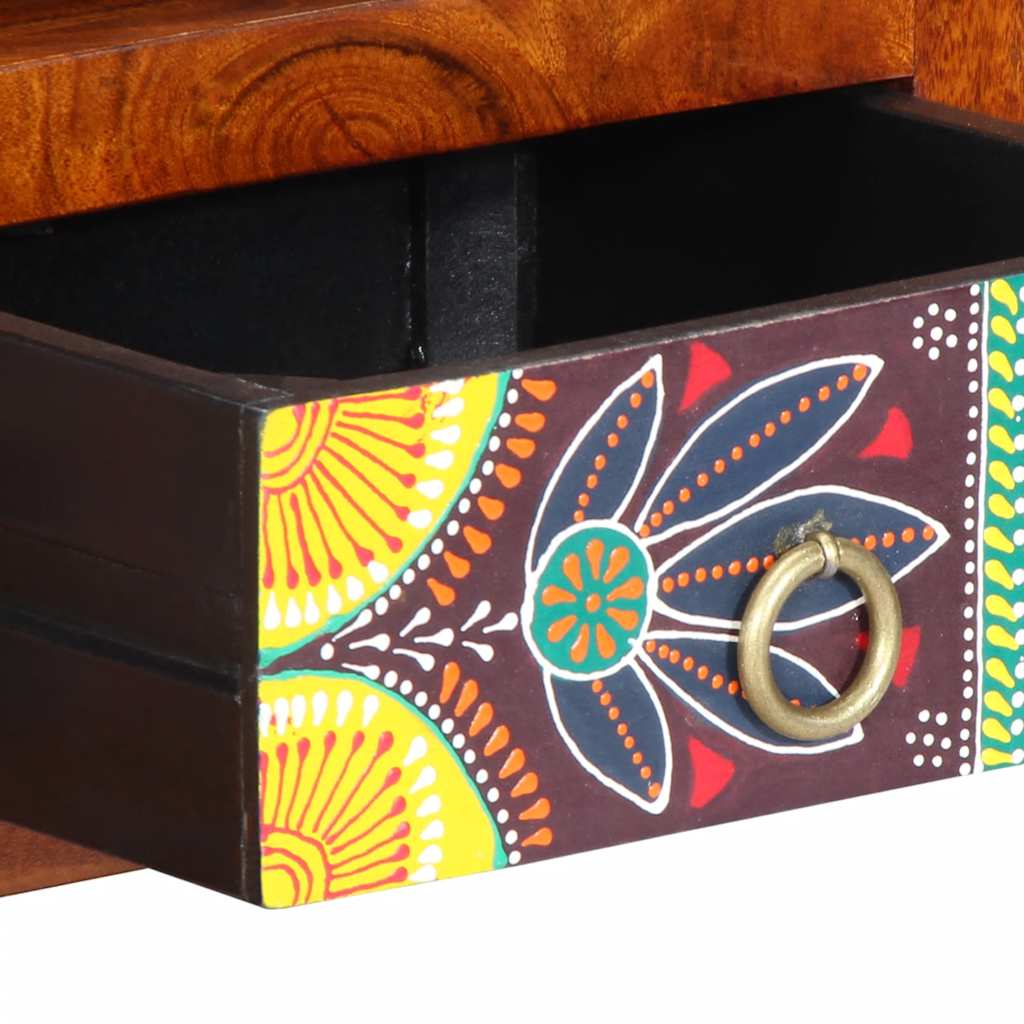 Dulap TV de perete multicolor 90x30x30 din lemn masiv de salcam — imaginea 9