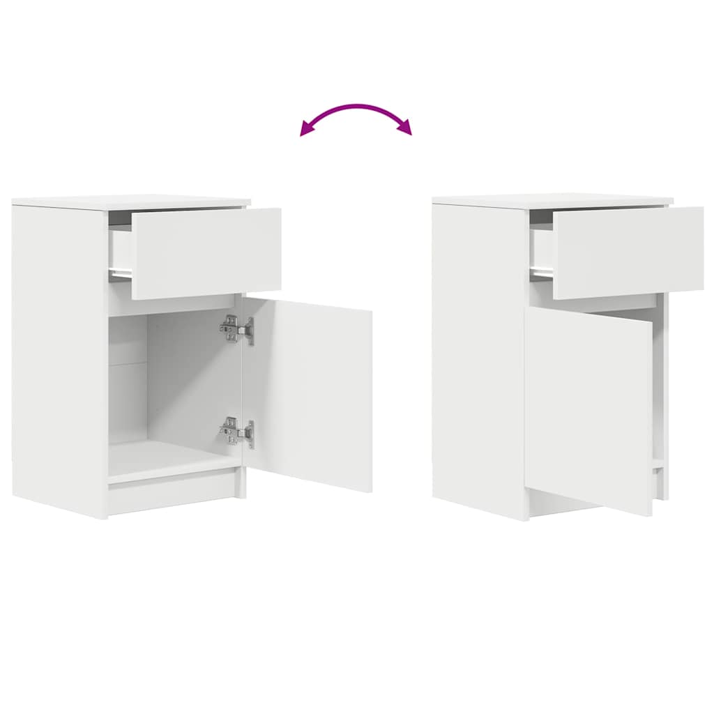 Noptiera alb 39x35x65 cm lemn prelucrat — imaginea 9