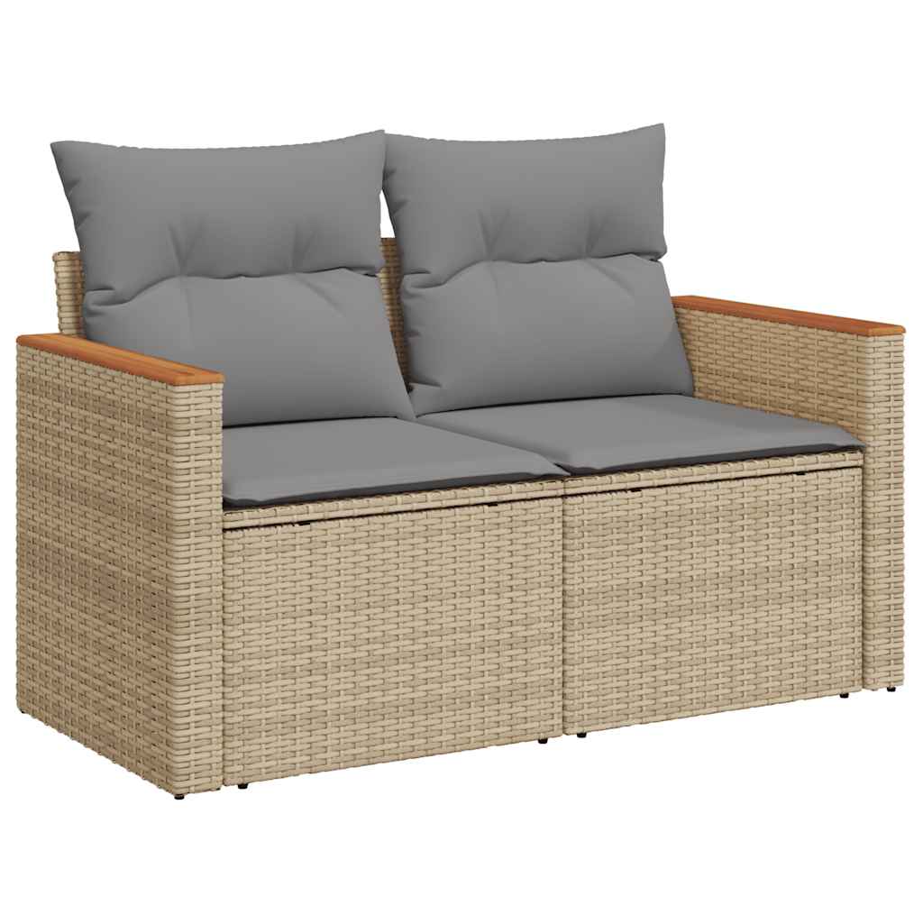 Set canapele gradina cu perne 7 piese bej poliratan/lemn acacia — imaginea 4