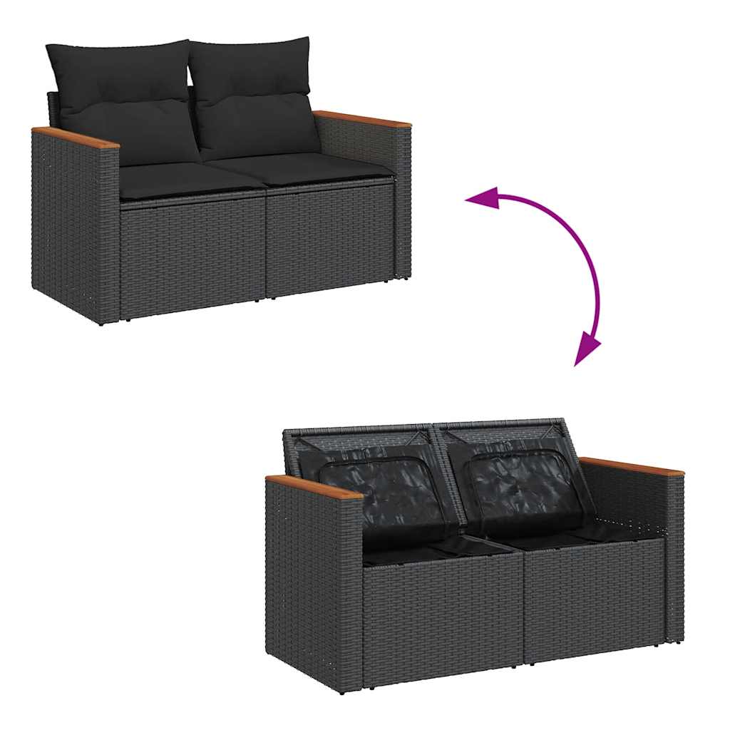 Set mobilier de gradina cu perne, 5 piese,poliratan/lemn acacia — imaginea 6