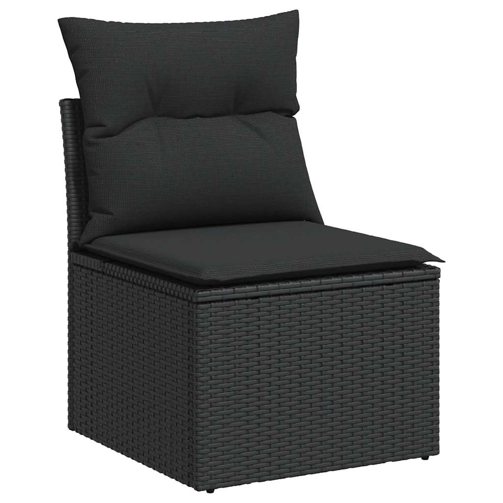 Set canapele de gradina cu perne, 10 piese, negru, poliratan — imaginea 3