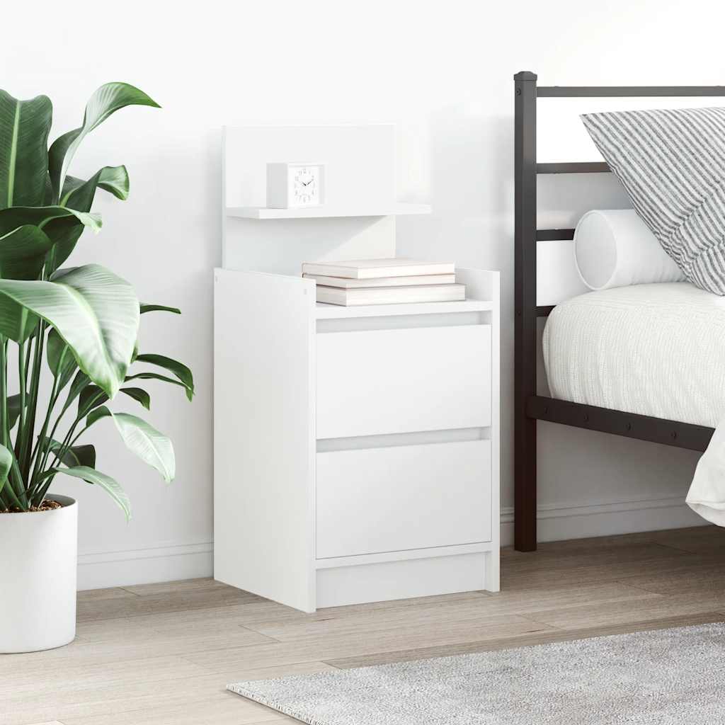 Noptiere cu 2 sertare 2 buc Alb 38x34x80 cm — imaginea 2