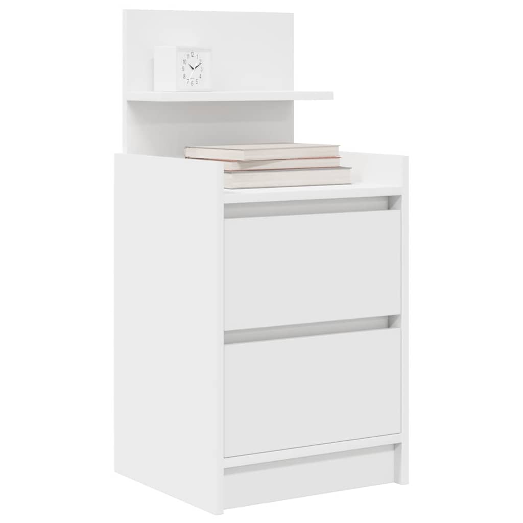 Noptiere cu 2 sertare 2 buc Alb 38x34x80 cm — imaginea 4
