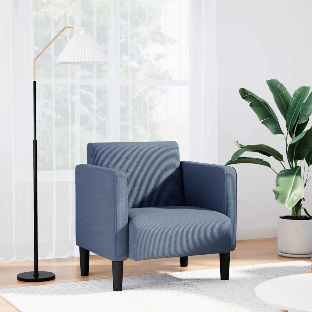 Fotoliu cu cotiere, tesatura velur albastru 54 cm — imaginea 2
