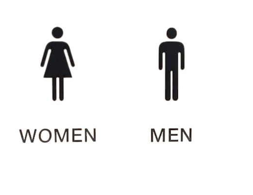 Sticker indicator toaleta, Women, Men, negru, 25x16 cm