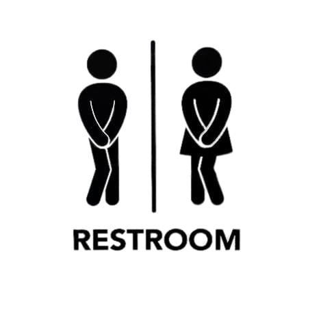 Sticker indicator toaleta, Restroom, negru, 25x16 cm
