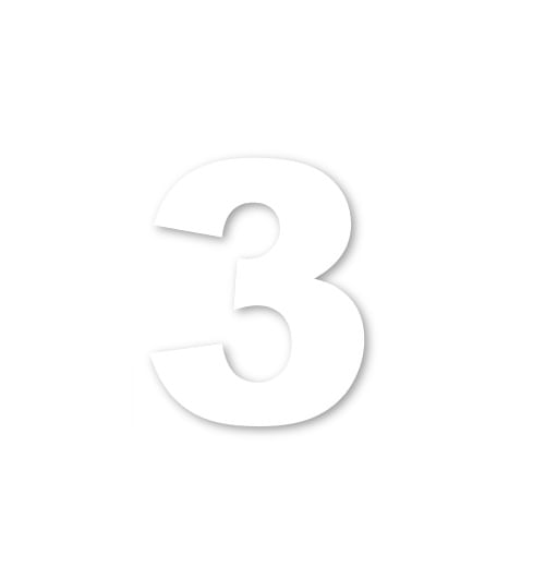 Sticker decorativ, Cifre autoadezive, Cifra 3, inaltime 15 cm, alb