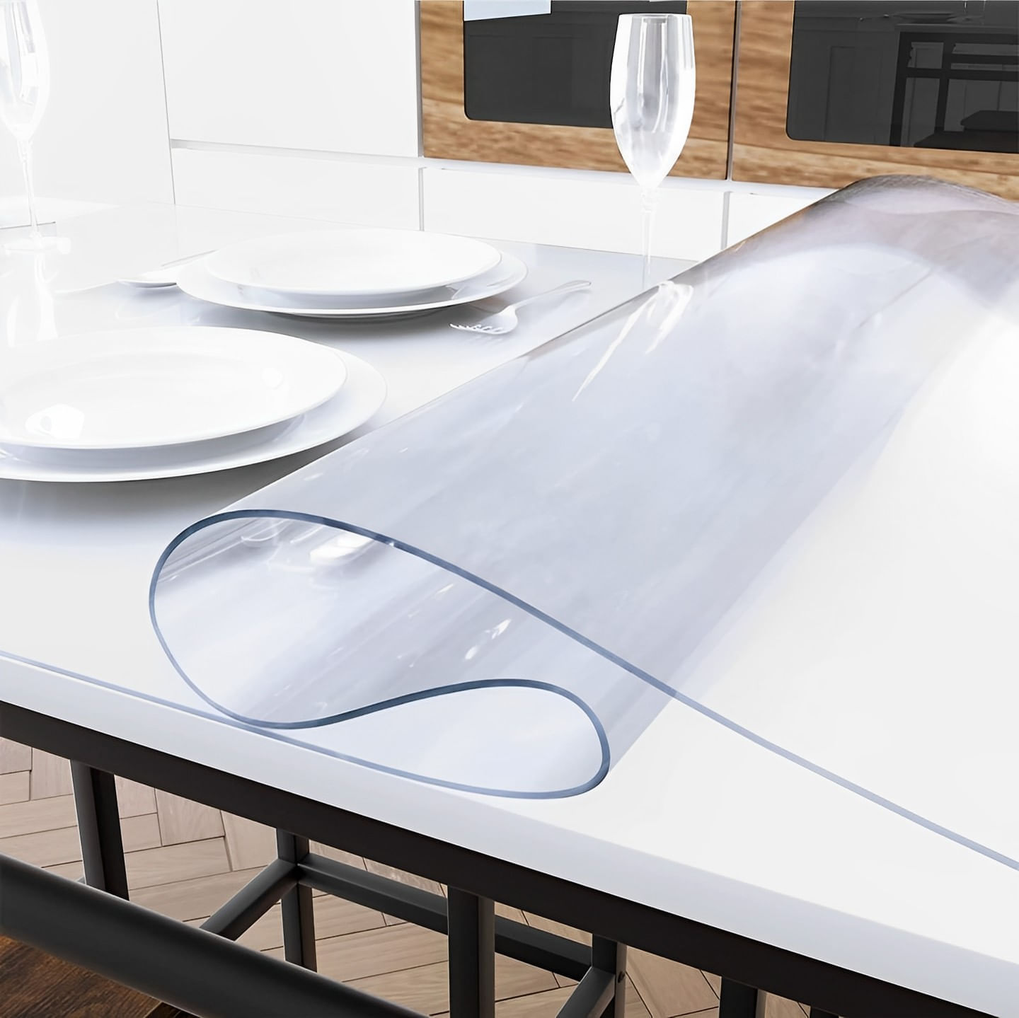 Fata de masa transparenta din silicon, 140x80 cm, grosime 1.2 mm, aspect ca de sticla - imagine 5