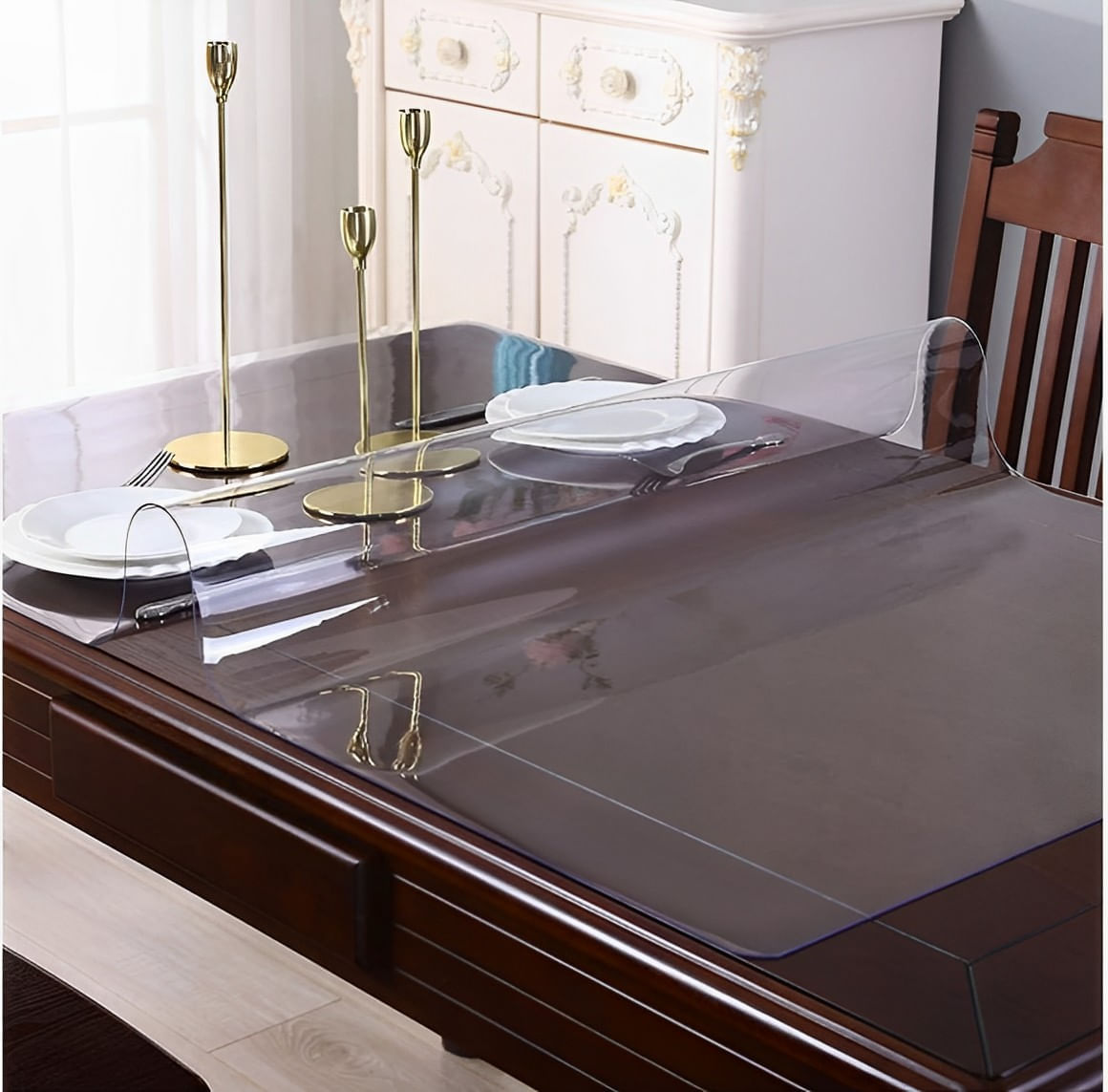 Fata de masa transparenta din silicon, 140x80 cm, grosime 1.2 mm, aspect ca de sticla - imagine 6