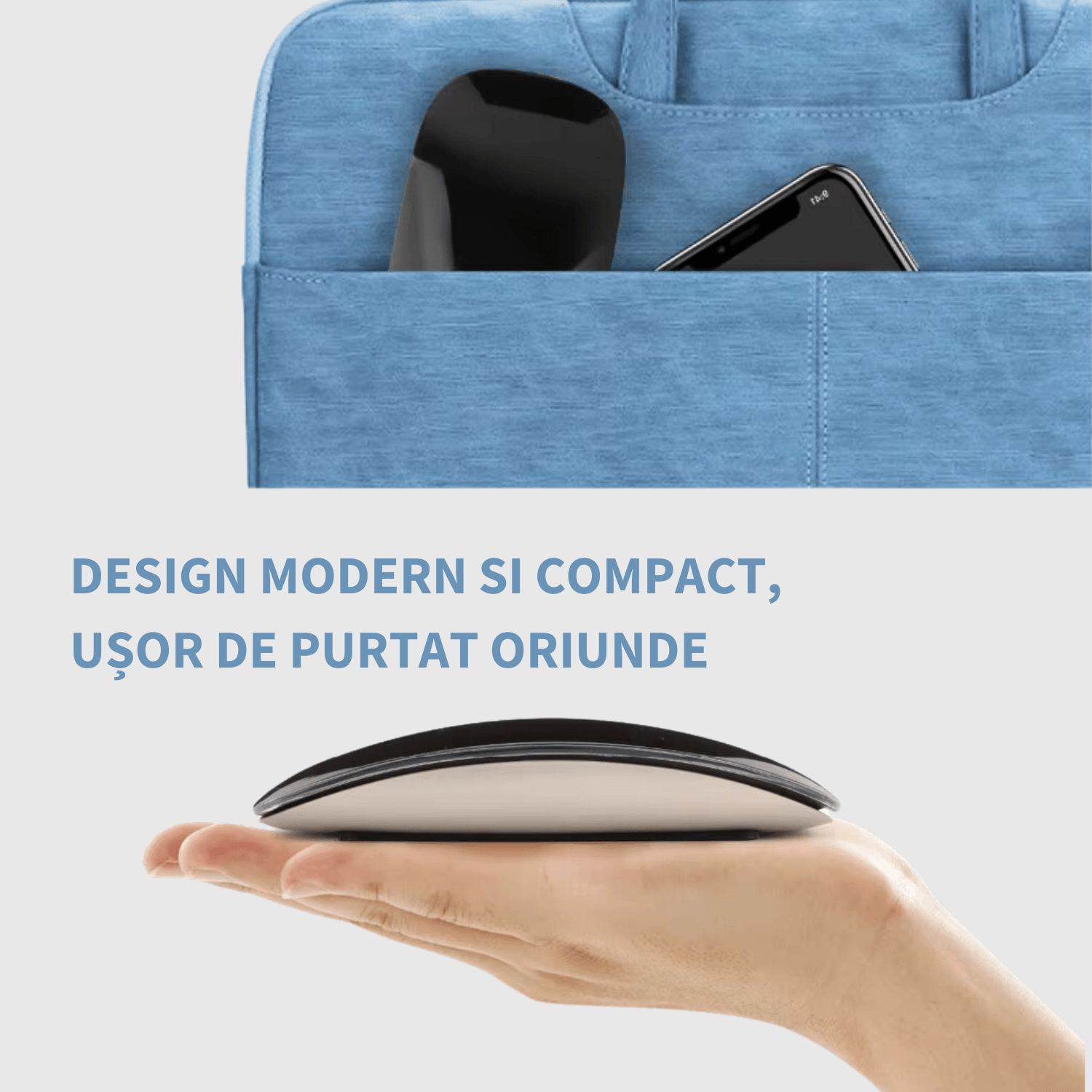 Mouse wireless BRAGUS, cu gesturi, ultra-subtire, compatibil cu laptop, telefon sau tableta, din plastic, alb - 2 | YEO