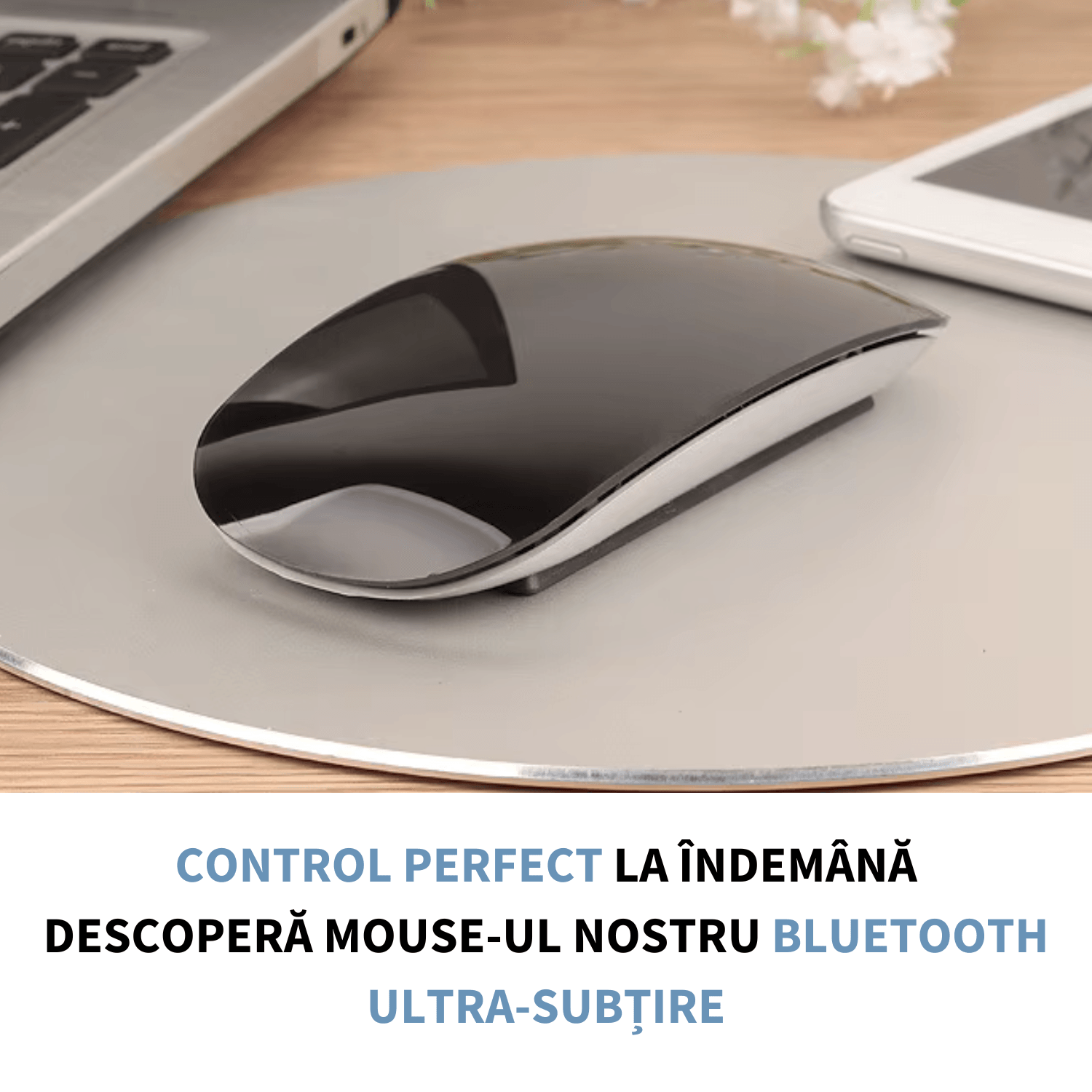 Mouse wireless BRAGUS, cu gesturi, ultra-subtire, compatibil cu laptop, telefon sau tableta, din plastic, alb - 4 | YEO