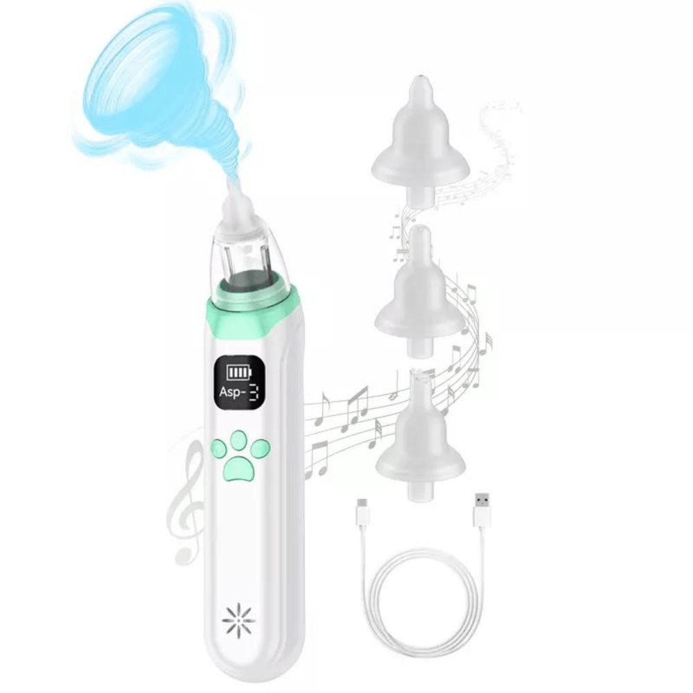 Aspirator nazal electric, Danex, pentru bebelusi si copii, silentios, incarcare USB, cu melodii, 3 trepte de Putere, 3 capete de silicon, alb/verde - 4 | YEO
