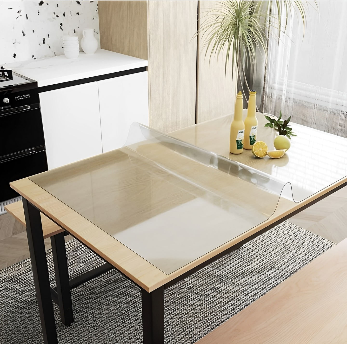 Fata de masa transparenta din silicon, 220x100 cm, grosime 1.2 mm, aspect ca de sticla - 3 | YEO