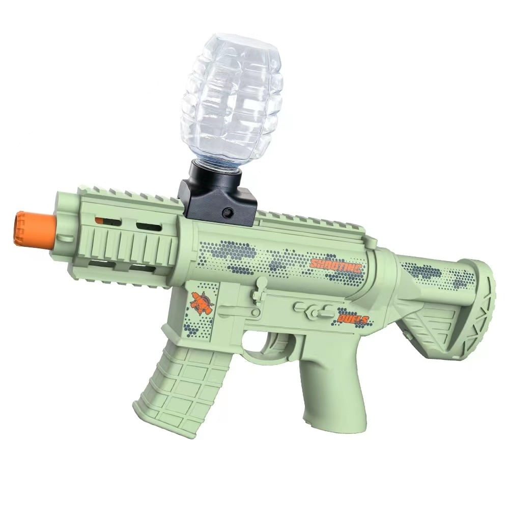Pistol electric cu bile din hidrogen de gel cu 5000 bile, ochelari de protectie si cablu de incarcare, 28x31 cm, Verde