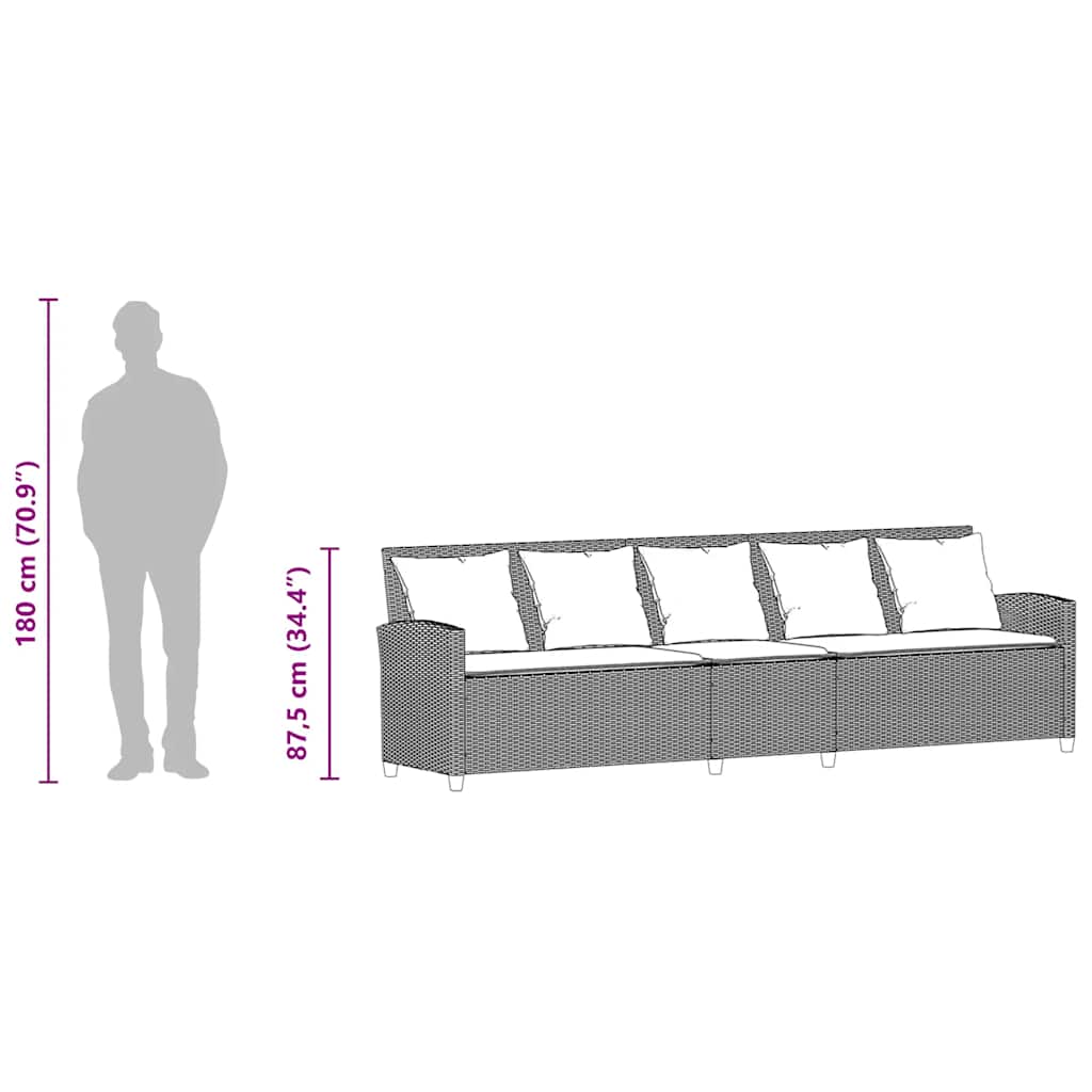 Canapea de gradina cu 5 locuri cu perne din polirattan gri